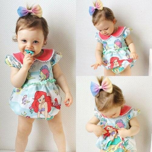 2019 Brand Sweet Newborn Baby Girl Clothes Summer mermaid Jumpsuit 1PC 0-24M Infant Print Bodysuit Sunsuit Outfits Baby Clothing
