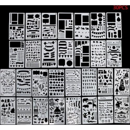 30Pcs 30Pcs Kids Cartoon Drawing Molds Plastic Children Painting Stencils DIY Paper Art Craft Card Label Scrapbook Bookmark Toy