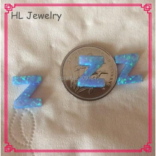 50PCS/Lot Capital Letter Z 9*10MM OP06 Azure Blue Syntehtic Opal Pendant Wholesale For DIY Jewelry
