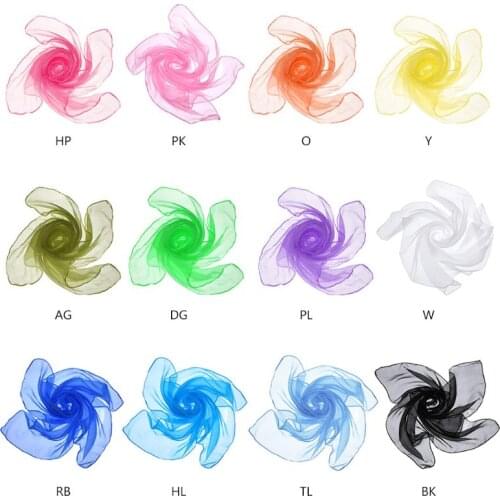 60x60CM Unisex Sailor Glitter Silky Square Neck Scarf Candy Color Lady Ribbon Handkerchief Dance Sheer Tulle Head Wrap 12 Colors