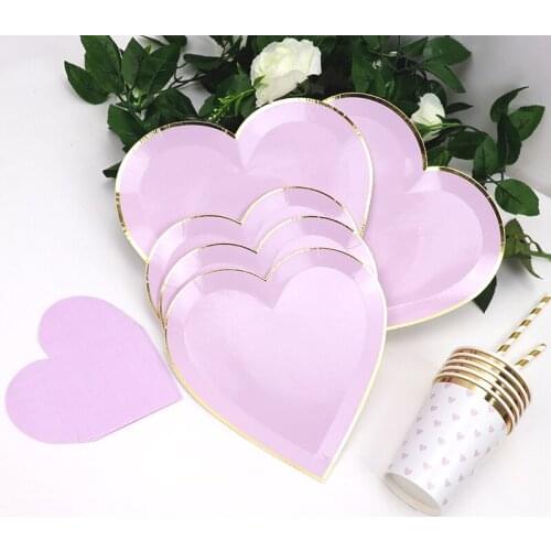 65Pcs/lot Disposable Tableware Childrens Birthday Party Decor Wedding Decoration Party Supplies Purple Paper Plate Cups Gift