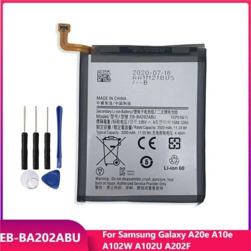 Original Phone Battery EB-BA202ABU For Samsung Galaxy A20e A10e A102W A102U A202F Replacement Rechargable Batteries 3000mAh