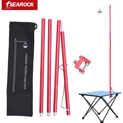 Aluminum Camping Lamp Holder Folding Table Bracket Detachable Lantern Stand Lamp Pole Portable Outdoor Hanging Light Fix Stand