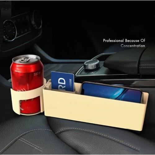 Car Seat Crevice Storage Box ABS /PU Multi-function Console Side Pocket Drink Holder for Wallet Phone Keys Cards Car Storage Box