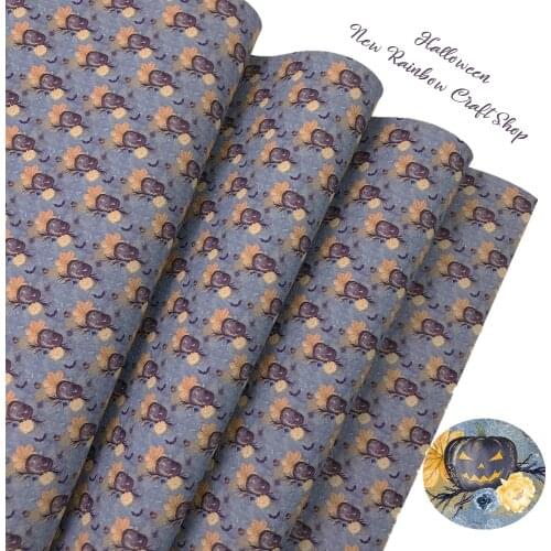 New Rainbow 30x138cm/Roll Halloween Print Litchi Pu Faux Leatherette Yard for Bows, DIY Earrings, Handmade Crafts