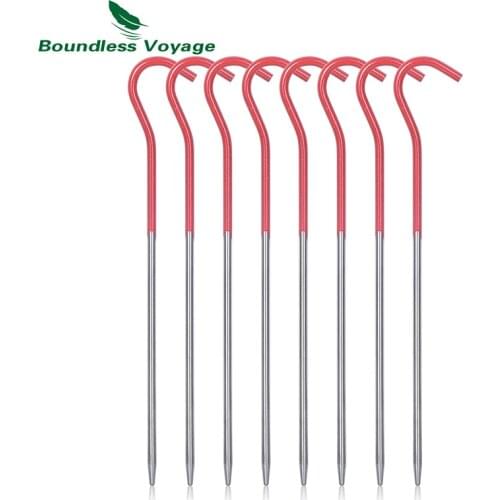 Boundless Voyage 8-12 pcs/lot Titanium Alloy Pegs Outdoor Camping Tent Stakes Portable Elbow Grass Tent Nail Ti1525B