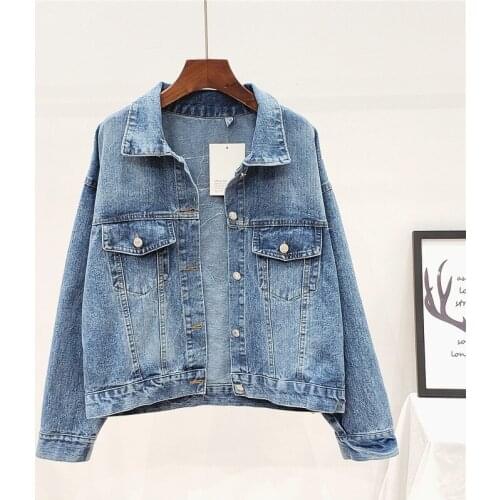 Harajuku Oversized Women Loose Denim Jacket Vintage Boho Embroidery Jean Jacket Streetwear Female Boyfriend Cowboy Outwear Coat