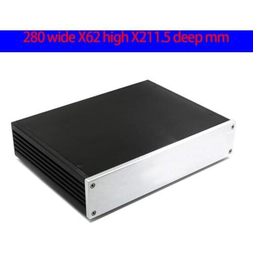 KYYSLB 280*62*211.5mm All Aluminum Amp Preamp DAC Amplifier Chassis Box House DIY with Power Tail Plug Feet Amplifier Case Shell