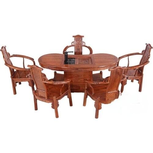 Mahogany tea table furniture waist shaped tea table 6 sets of Chinese tea table props drinking tea