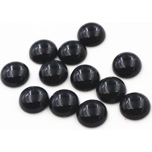New Fashion 40pcs 12mm Black Color Flat Back Resin Cabochons Cameo G1-16