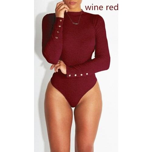 Solid Ribbed Knit Black Gray Female Bodysuit O Neck Top Women Long Sleeve Fall 2021 Winter Bodycon Keep Warm Khaki Body Sexy