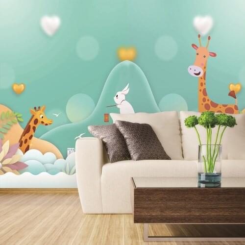 Custom 3d wallpaper modern minimalist cartoon rabbit childrens room wall - silk waterproof material