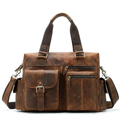 Mens briefcase leather laptop bag men shoulder bag male briefcases handbags office bags for men business porte document