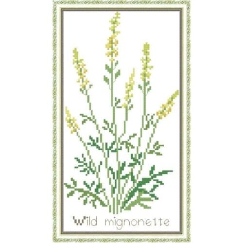 Joy Sunday Mignonette H881 14CT 11CT Counted and Stamped Green Plant Home Decor Needlework Needlepoint Cross Stitch kits