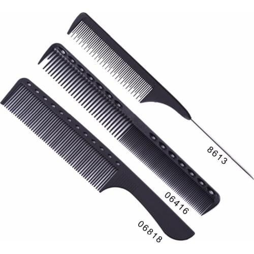 3 Pcs/Set Black Professional Combs Hairdressing New Tail Comb Two Carbon Anti Static Comb Hair Cutting Comb Set