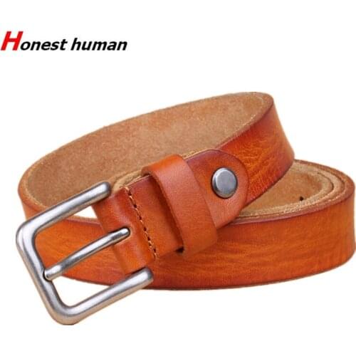 Brand Top Layer Genuine Leather Belts For Women Luxury High Quality Vintage Pin Buckle Cowboy Casual Belt Ladies New Jeans Strap