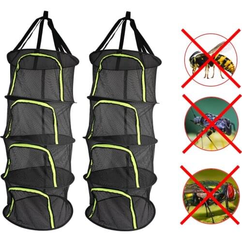 Herbs Drying Net Hanging Basket Folding Dry Rack 4 Layers Organizer Dryer Bag Mesh For Plants Flowers Beans