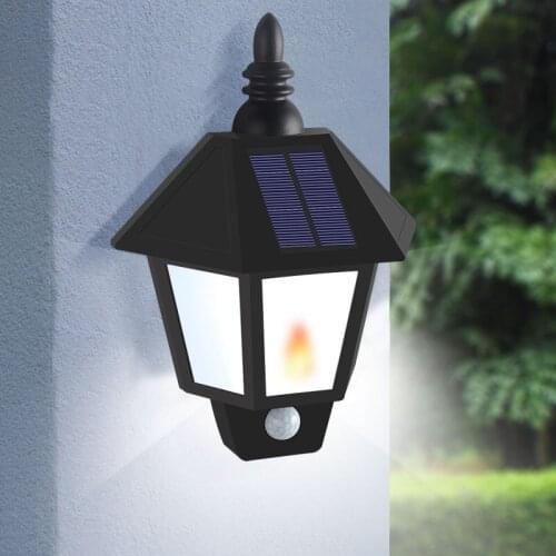 2021 New Solar Flame Half Wall Lamp Always on / Induction Flame Outdoor Use Garden Decoration Courtyard Lighting Wall Lamp