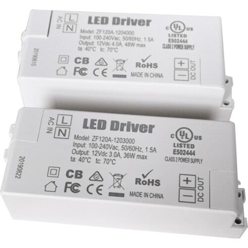 TLD LED Driver 36W 48W Power Supply AC/DC Adapter 100V-240V Power Supply Lighting Transformer for LED Lamp Strip ZF120A-1203000
