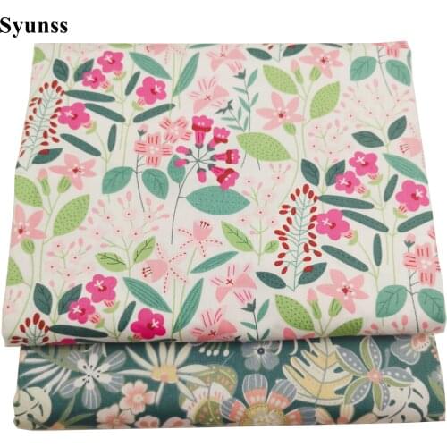 Syunss New Pink Green Floral Print Cotton Fabric for Diy Patchwork Quilting Baby Cribs The Cloth Cushions Blanket Sewing Tissus