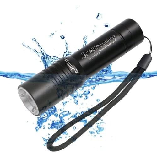 LED telescopic focus 18650 battery T6 led diving flashlight outdoor lighting underwater waterproof diving lights