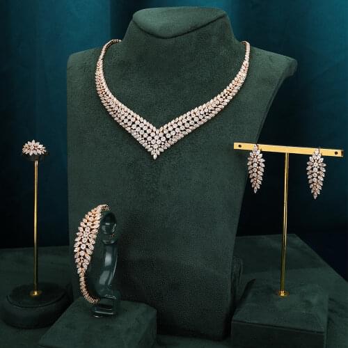 TIRIM Luxury Jewelry Set for Women Accessory Cubic Zirconia Dubai Fashion Necklace Charms Bridal Wedding Engagement Party