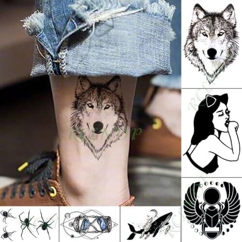 Waterproof Temporary Tattoo Sticker Wolf Sexy Lady Spider Fake Tatto Hand Arm Foot Flash Tatoo for Kid Girl Men Women
