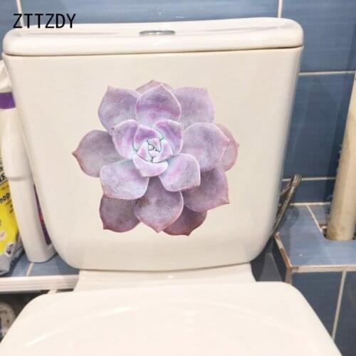ZTTZDY 24.2×22.6CM Purple Succulents Creative Toilet WC Sticker Cute Cartoon Home Wall Decoration T6-0083