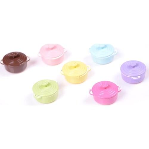 1Pcs Play Kitchen Toy 1:12 Dollhouse Miniature Kitchen Utensils Cooking Ware Mini Pot Boiler Pan with Lid Doll house Accessories