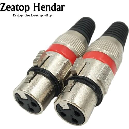 10pcs 3 Pin XLR Audio Cable Connector MIC Female Jack RED connector for audio cable