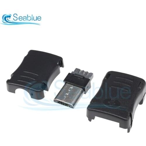10Pcs Miniature Male Female USB 5 Pin Plug Socket Connector With Black Plastic Cover Type DIY Kits Welding Data Iine Interface