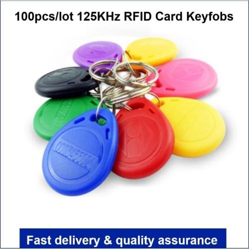 100 pcs/SET RFID tag 125KHz inductive RFID card open door remote control Keyfobs keychain access control smart card free shippi