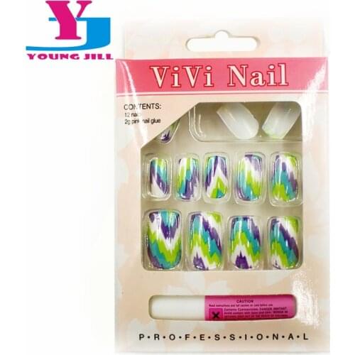 12 Pcs/Box Fake Nails With 2g Glue UV Gel Art Decorations False Nails Decoracao De Unhas Nail Art Full Cover Nails Tips