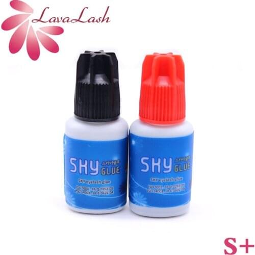 2 Bottles Original Korea Sky Glue Red Black Cap S+ Glue 5ml 1-2s Drying Time for Eyelash Extension MSDS Adhesive Beauty Shop