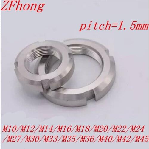 2pcs/lot stainless steel fine thread slotted nut retaining nut M10/M12/M14/M16/M18/M20/M22/M24 /M27/M30/M33/M35/M36/M40/M42/M45