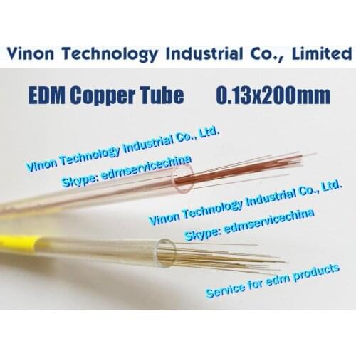 20pcs/lot) 0.13x200MM Copper Tube Single Channel, Copper EDM Tubing Electrode Single Hole Dia.=0.13mm L=200mm for EDM Drilling