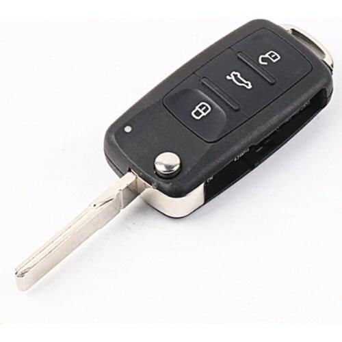 DAKATU 3 Buttons Flip Remote Car Key Case Shell For Volkswagen VW Golf Passat Beetle Polo Bora Uncut Blade Blank Remote Key Fob