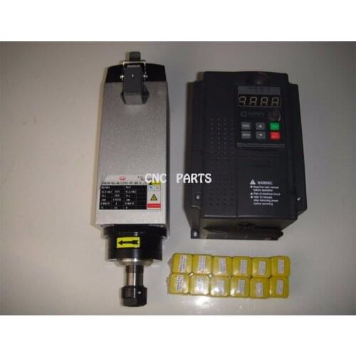 4KW square ER20 AC380V air cooling spindle with 4KW matched VFD inverter+12 pieces ER20 collets
