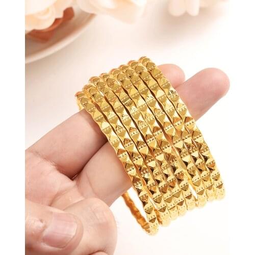 4pcs lady Luxury Gold Color Jewelry Bangles For Women Ethiopian African Dubai Bracelet Party wedding Gifts Ornament