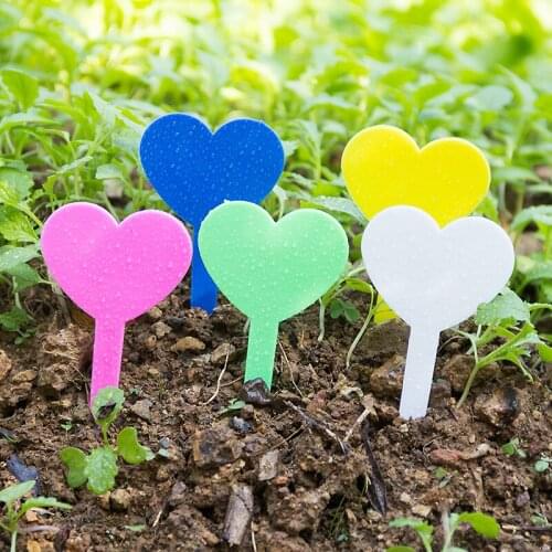 50Pcs Garden Plant Labels Plastic Plant Tags Markers Nursery Pots Garden Decoration Seedling Tray Mark Tools Heart Shape