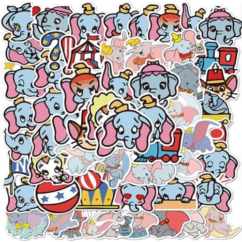 50Pcs/Set Disney Dumbo Mixed Stickers for Car Styling Bike Motorcycle Laptop Travel Luggage Cool Funny stickers for kids Gift