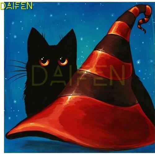 5D DIY Diamond embroidery Cross stitch star Full Round Diamond painting Witch hat Full Square Diamond mosaic Cartoon black cat
