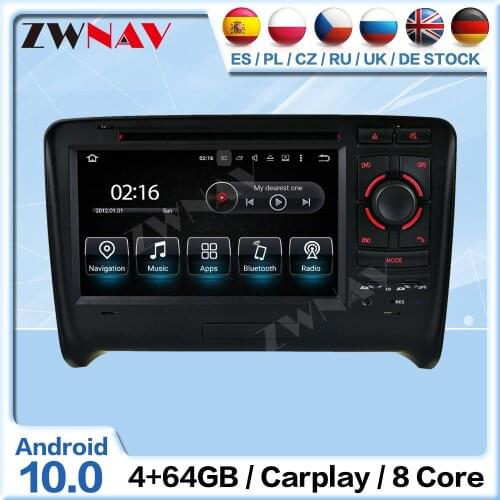 64G Carplay Android 10 Radio Receiver For Audi TT 2006 2007 2008 2009 2010 2011 Car Auto Audio Stereo Video Player GPS Head Unit