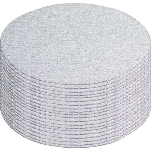 Utoolmart 10/20/50 Pieces of 7 inch Aluminum Oxide White Dry Hook Ring Sandpaper Grinding Disc Flocking Sandpaper 60/1000 Grit