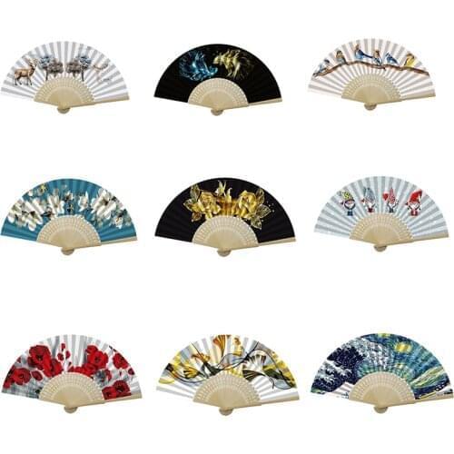 DIY Diamond Painting Oil Painting Deer Flower Fan Craft Home Decor Digital Oil Painting Fan Handmade Gift