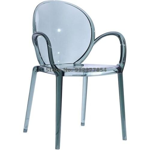 Designer New Product Transparent Ghost Dressing Crystal Light Luxury Creative Devil Dining Chair Nordic Armrest Simple Negotiati