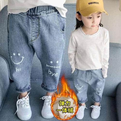 2020 New Fashion Baby Girls Winter Jeans Pants Kids Clothes Casual Thick Children Trousers Teenager Denim Boys Clothes