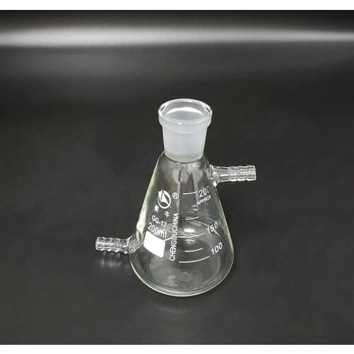 Filtering flask with tick mark 200ml 24/29,Triangle flask with upper and bottom side tube,Filter Erlenmeyer bottle