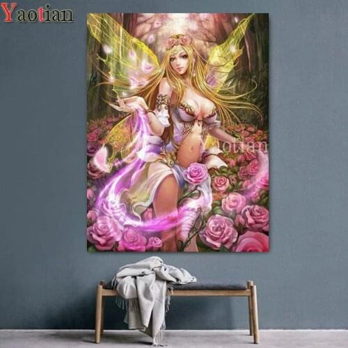 5d diy diamond painting butterfly fairy mosaic diamond crystal painting full square round diamond embroidery art,elf flower