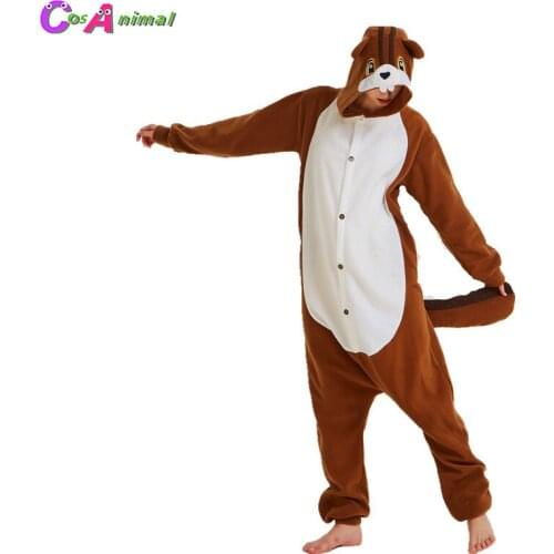 Coffee Squirrel Women Polar Fleece Kigurumi Cartoon Animal Onesies Pajama Adults Halloween Carnival Masquerade Party Jumpsuit